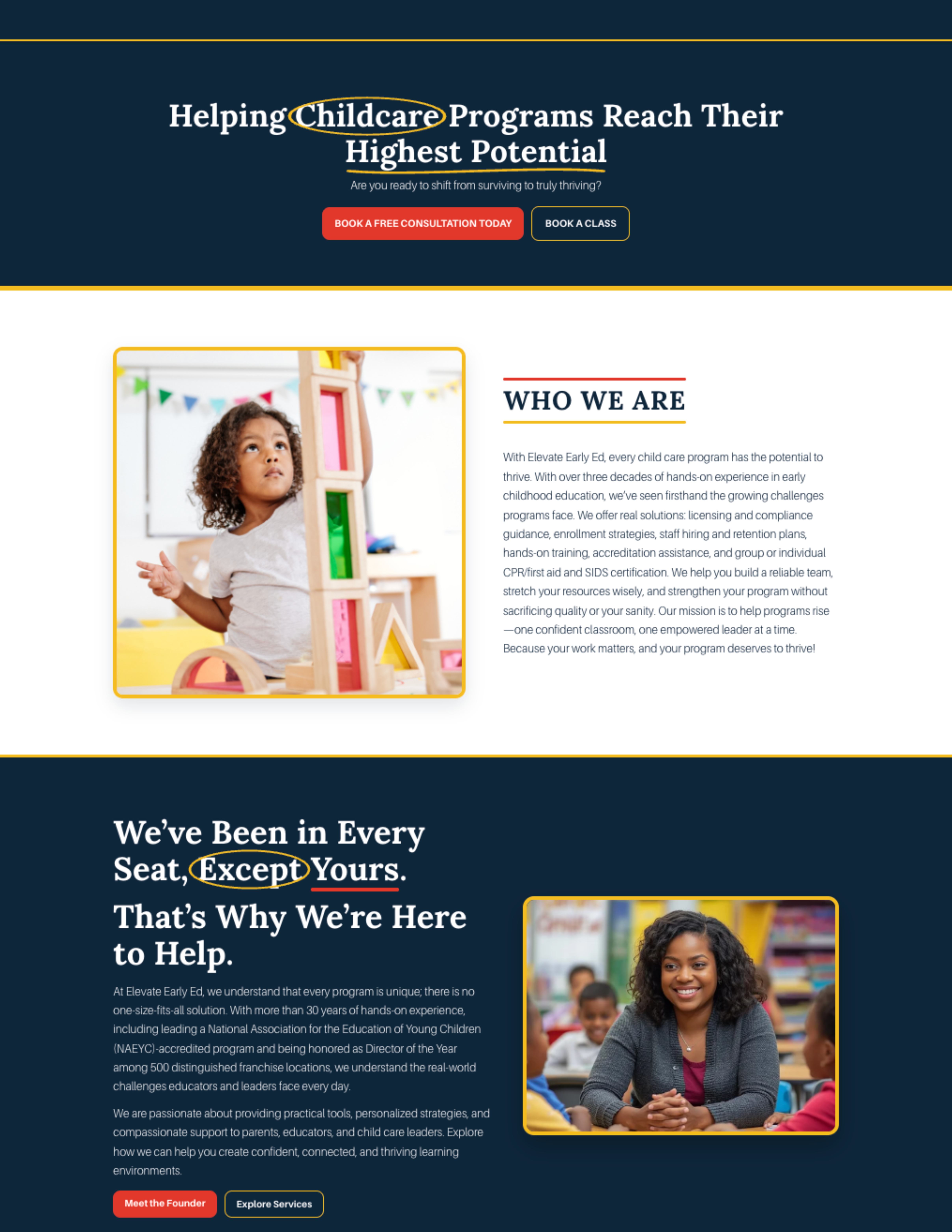 Homepage after - professional design with hero section and Who We Are