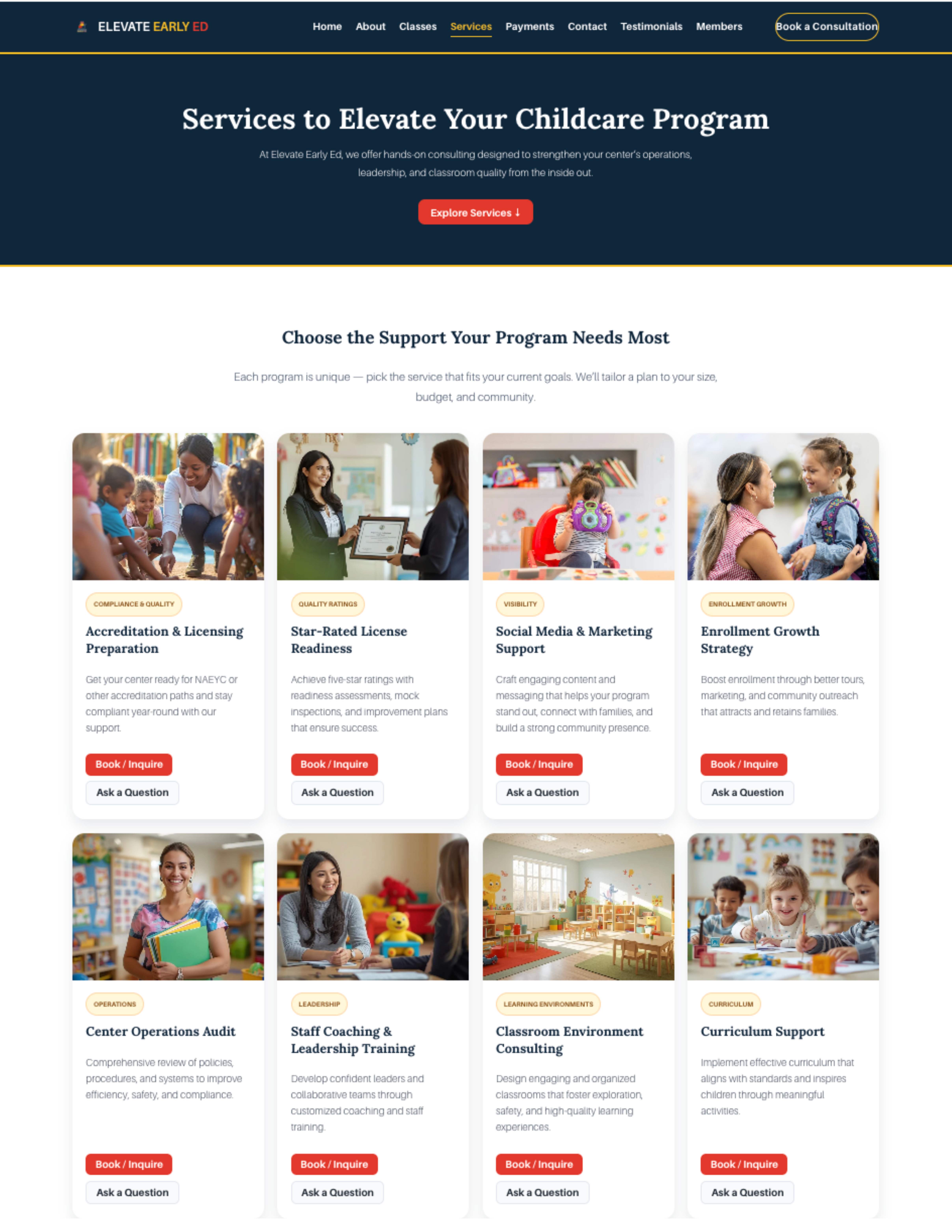 Services after - 8 service cards with clear categorization