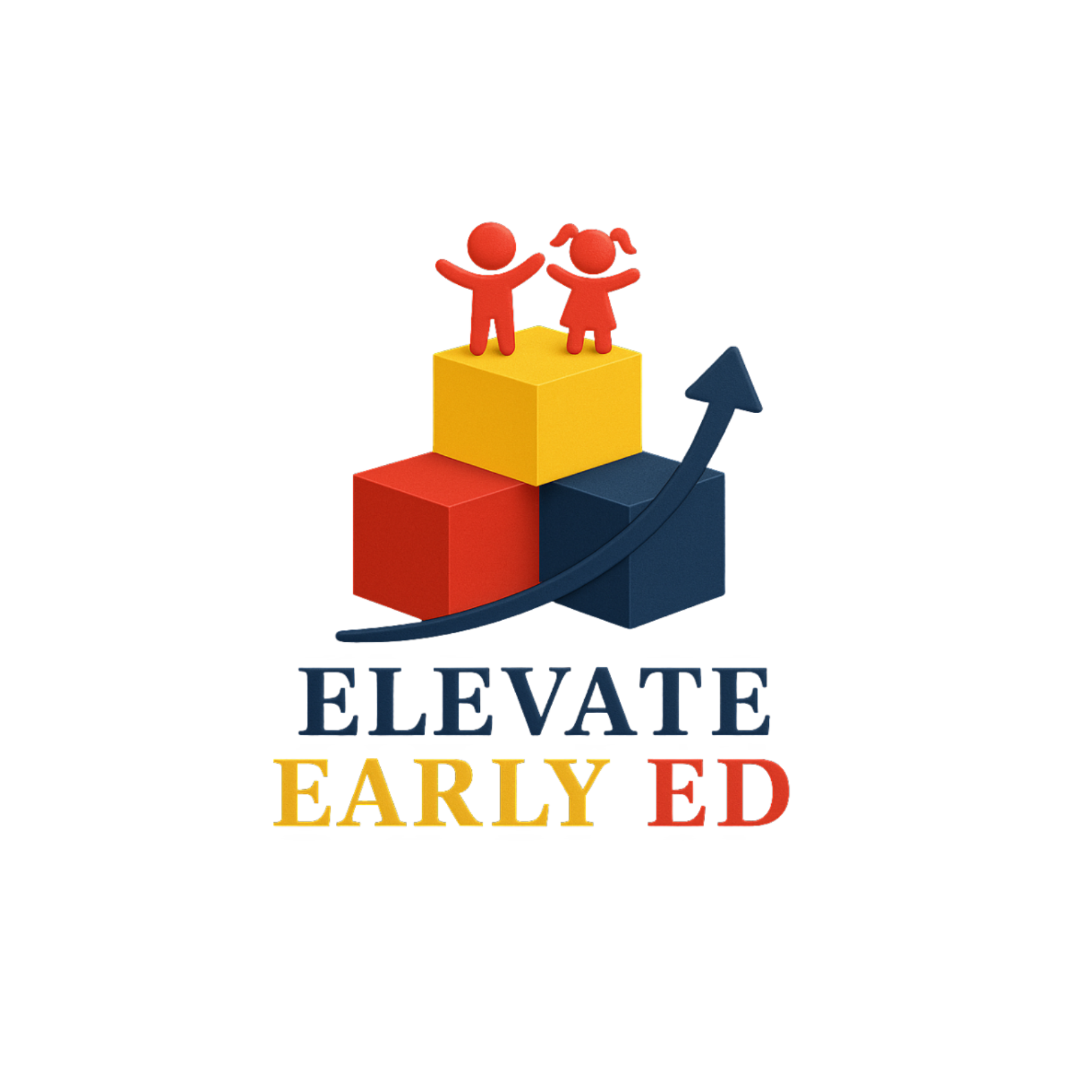 Elevate Early Ed Logo - After: Refined 3D design with two child figures